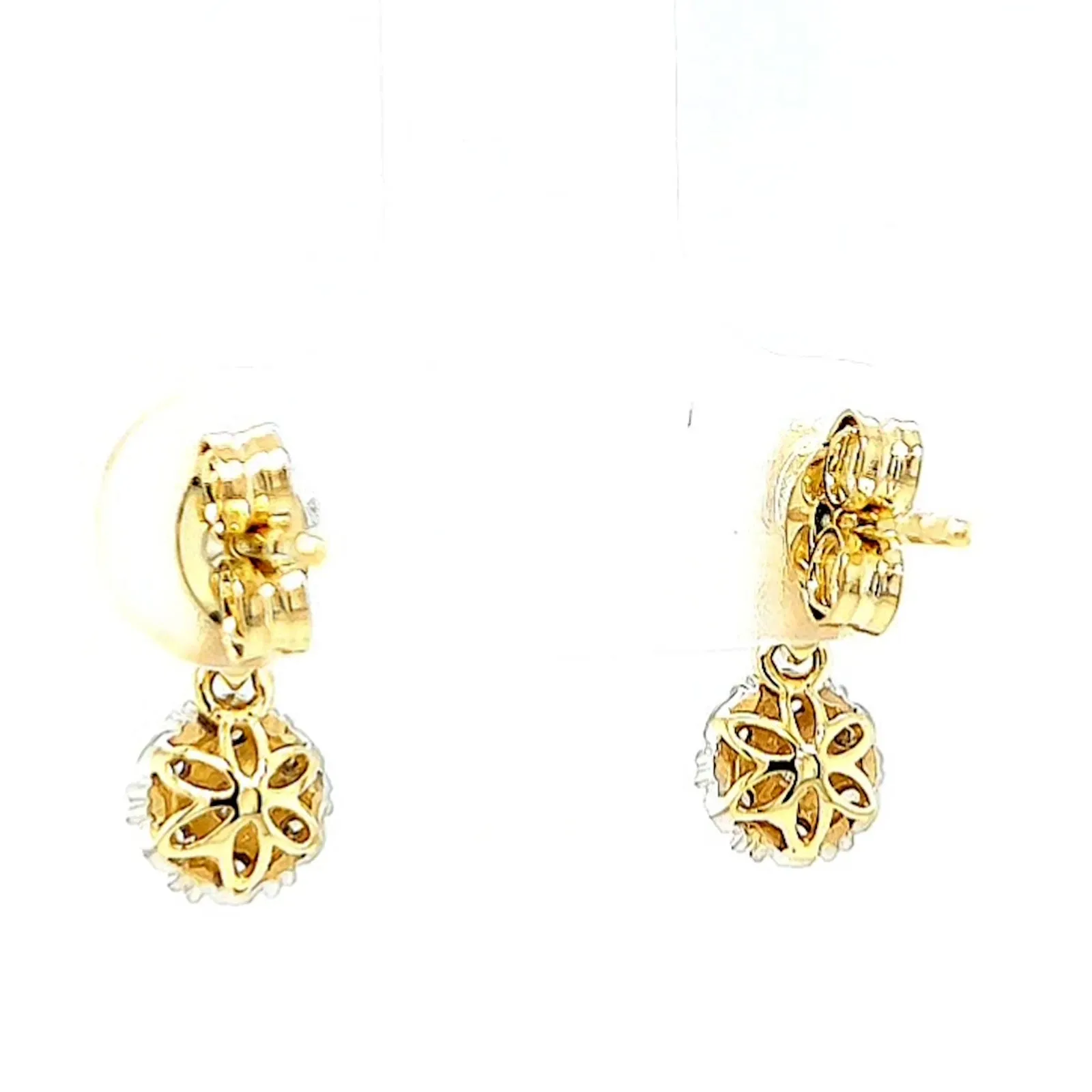 9ct Yellow Gold Round Brilliant Cut with 0.10 CARAT tw of Diamonds Drop Earrings