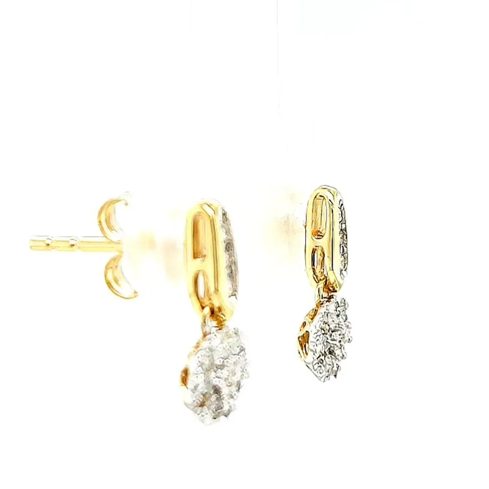 9ct Yellow Gold Round Brilliant Cut with 0.10 CARAT tw of Diamonds Drop Earrings