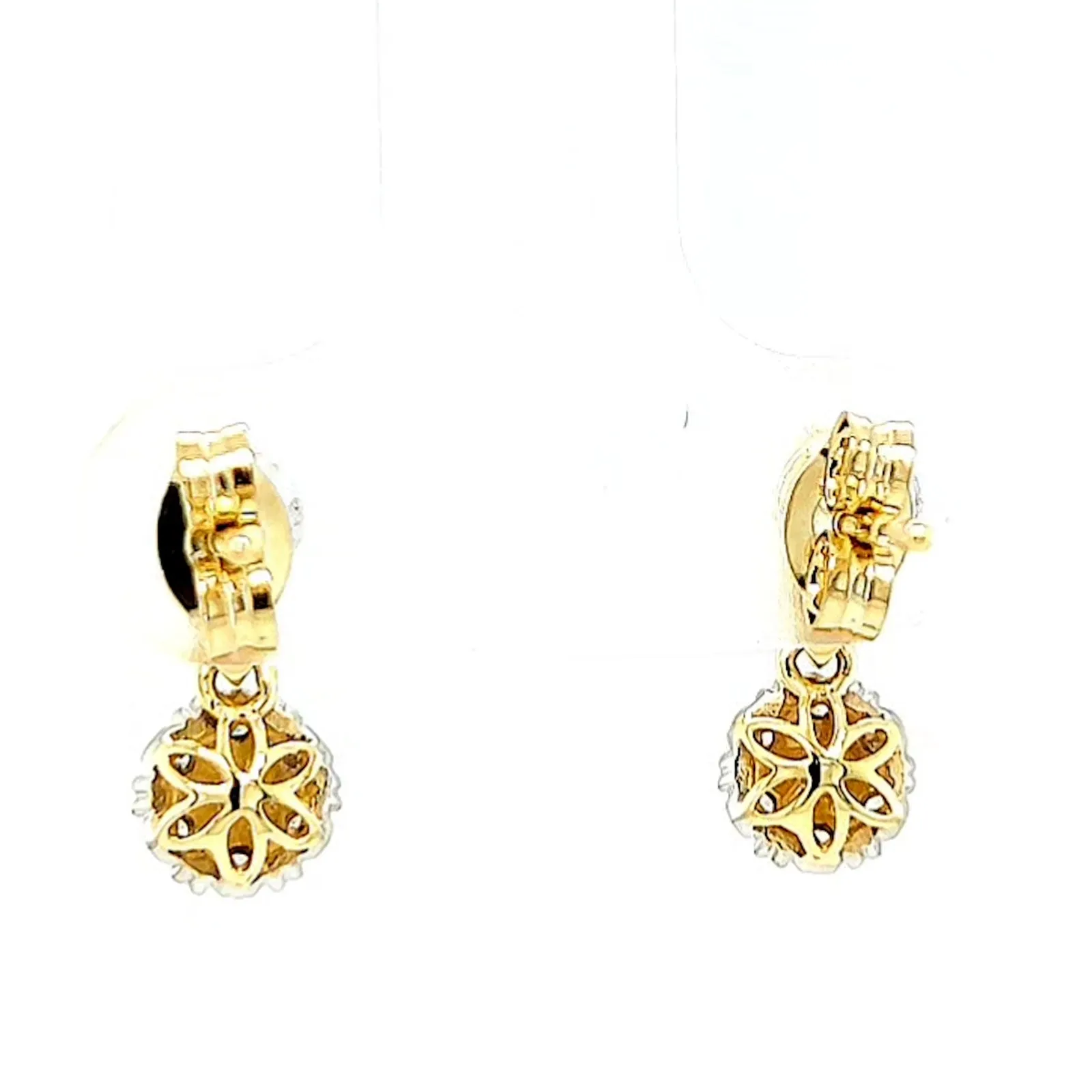 9ct Yellow Gold Round Brilliant Cut with 0.10 CARAT tw of Diamonds Drop Earrings