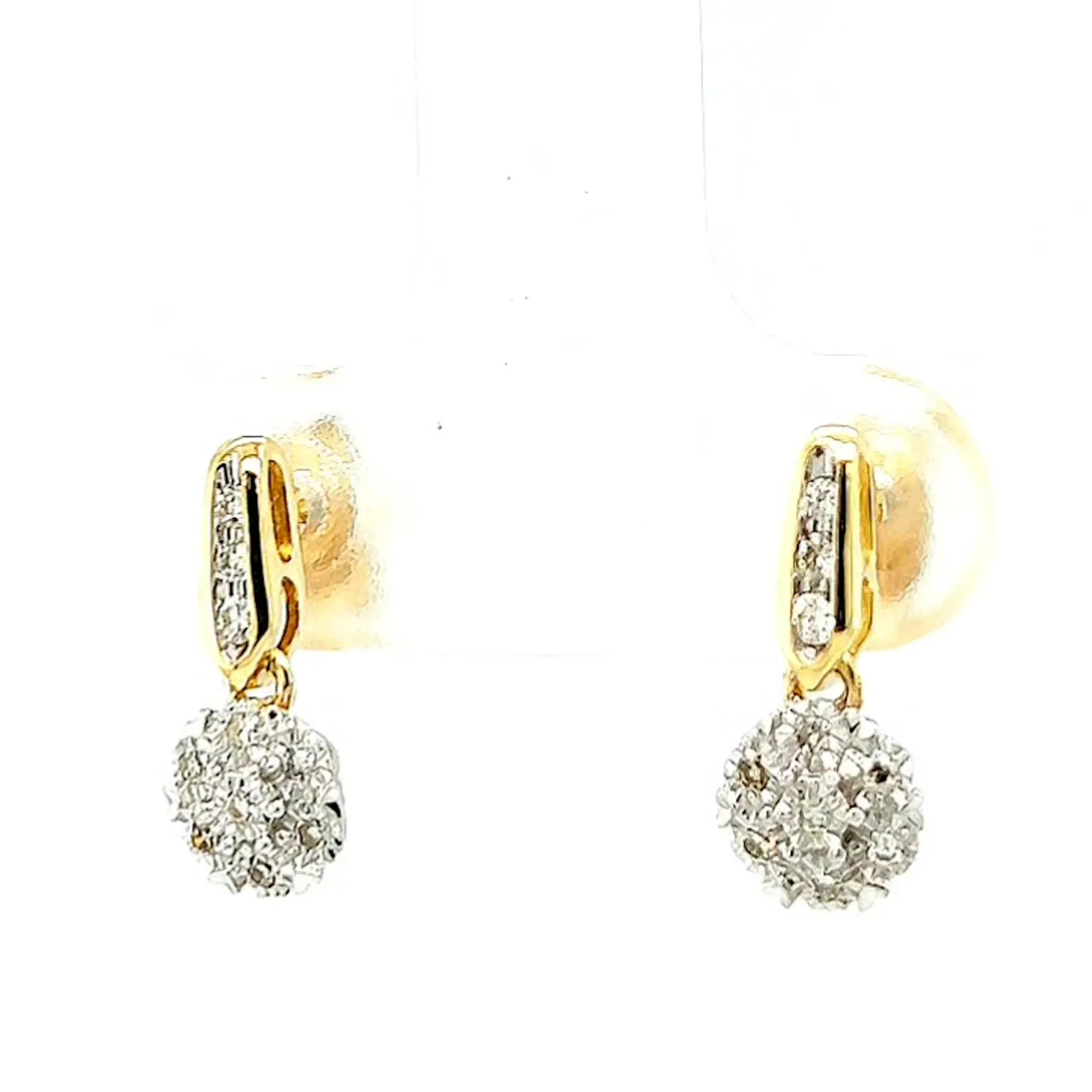 9ct Yellow Gold Round Brilliant Cut with 0.10 CARAT tw of Diamonds Drop Earrings