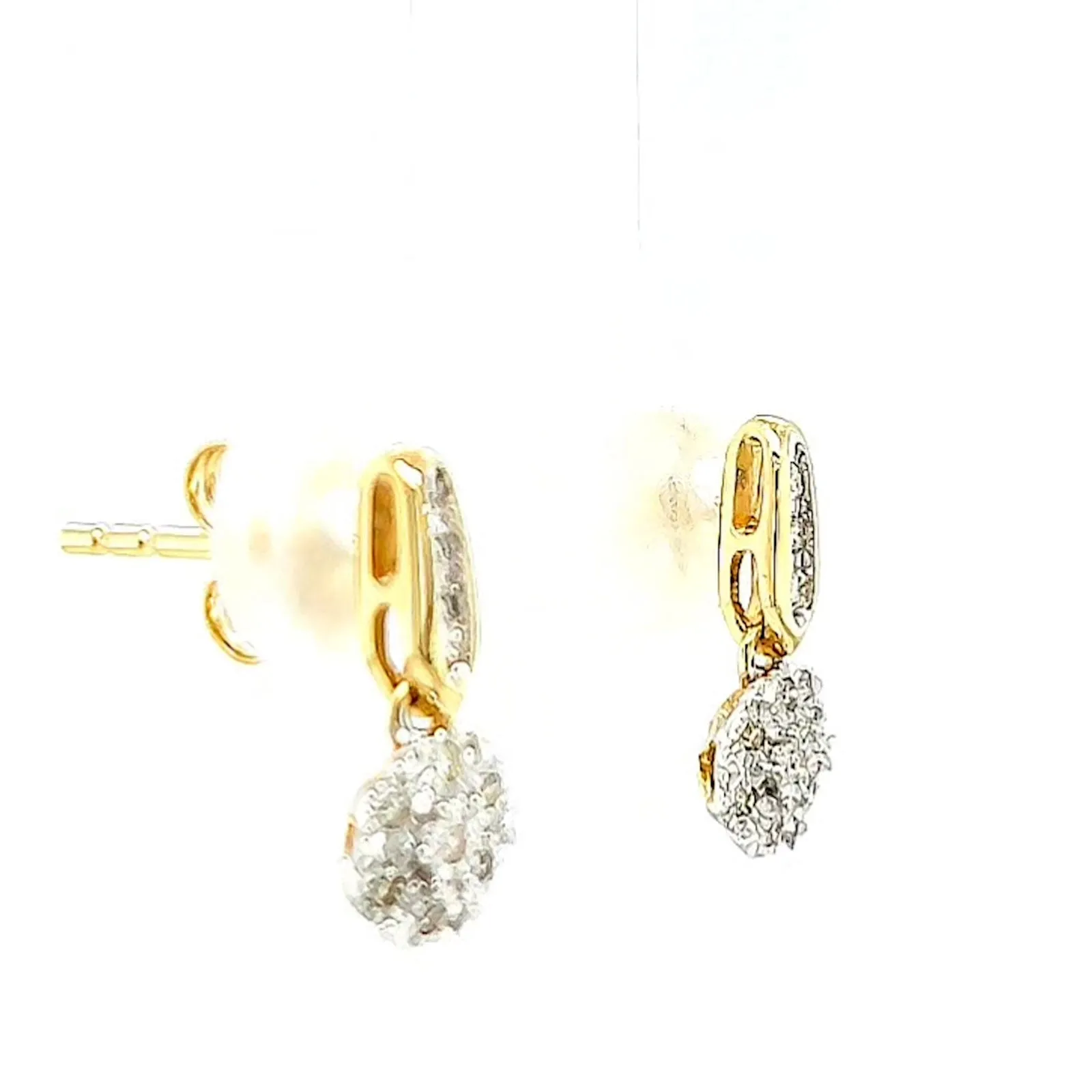 9ct Yellow Gold Round Brilliant Cut with 0.10 CARAT tw of Diamonds Drop Earrings