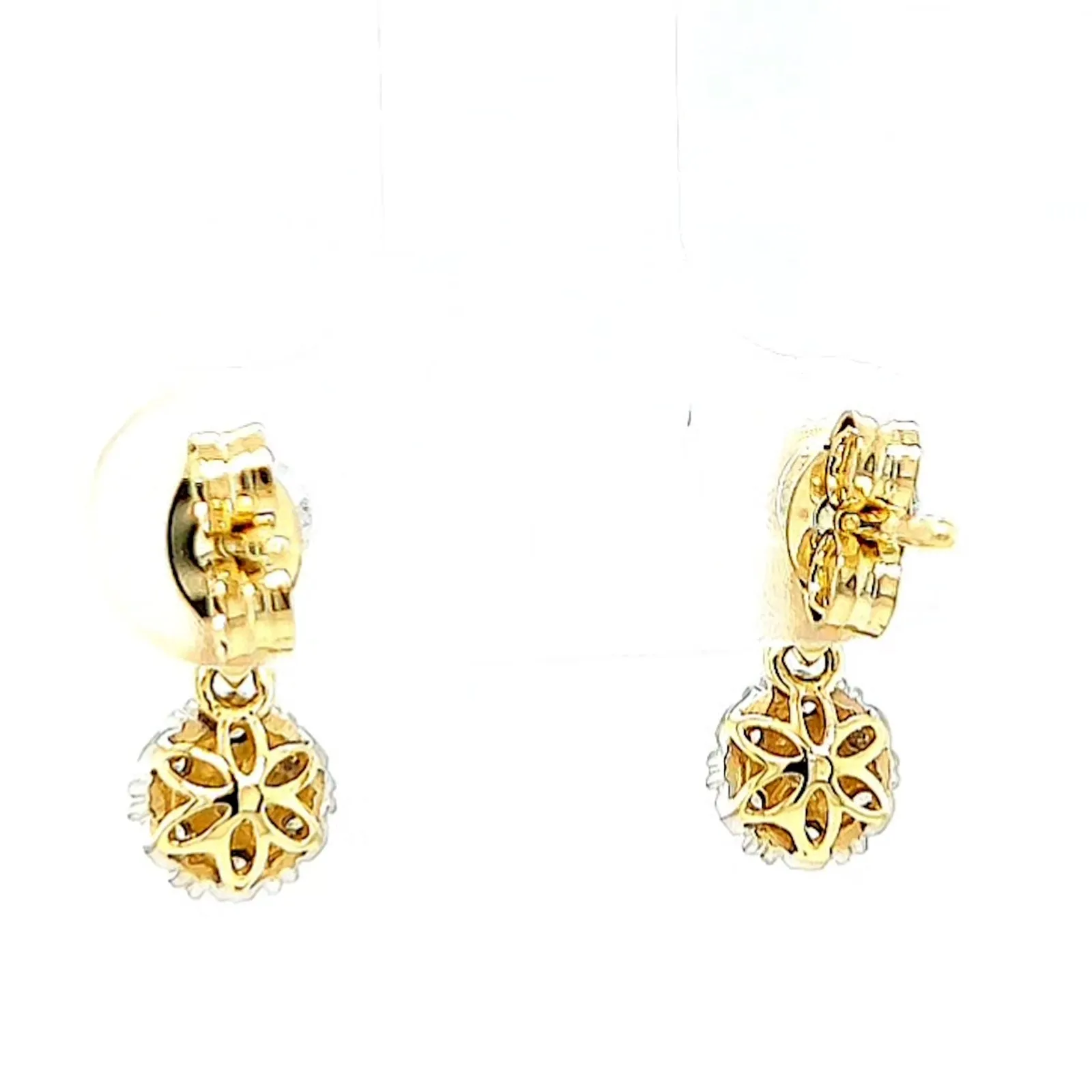 9ct Yellow Gold Round Brilliant Cut with 0.10 CARAT tw of Diamonds Drop Earrings