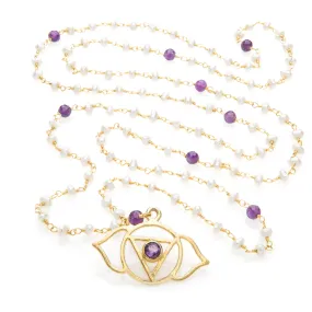 Agya Chakra Pendant Necklace- Pearl & Amethyst