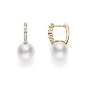 Akoya Cultured Pearl and Diamond Hoop Earrings