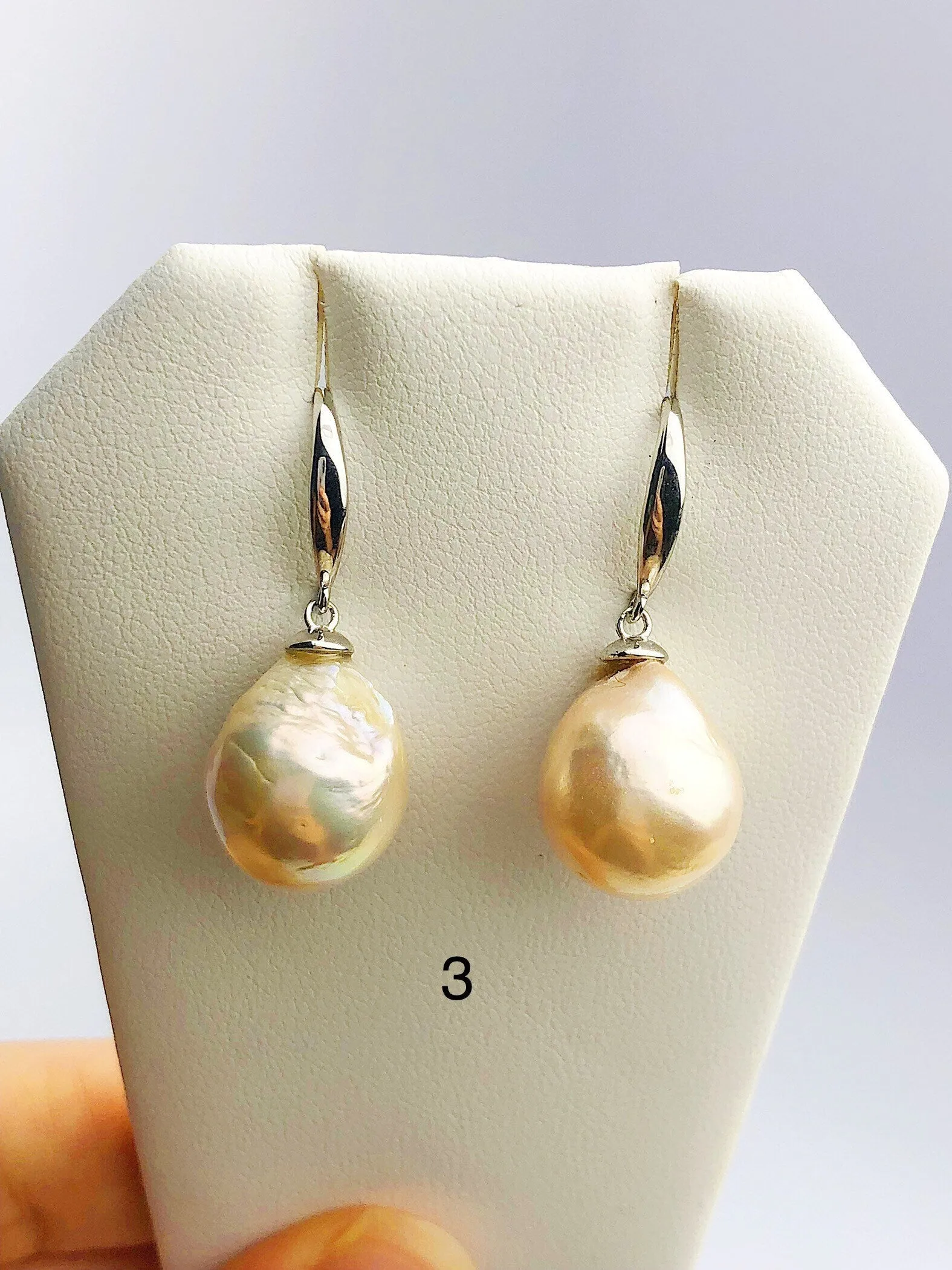 All Natural Edison Freshwater Baroque Pearl Drop Earrings on 925 Sterling Silver (473 No. 1-3)