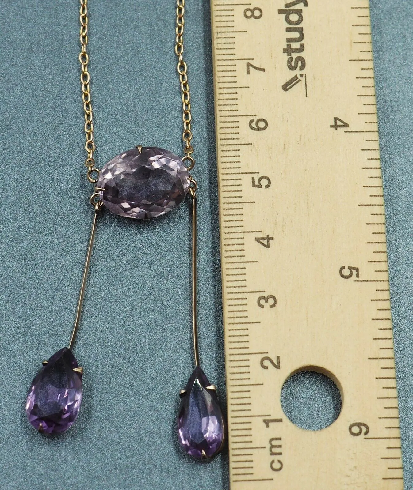 Amethyst 9ct Yellow Gold Necklace with Cable Link Chain