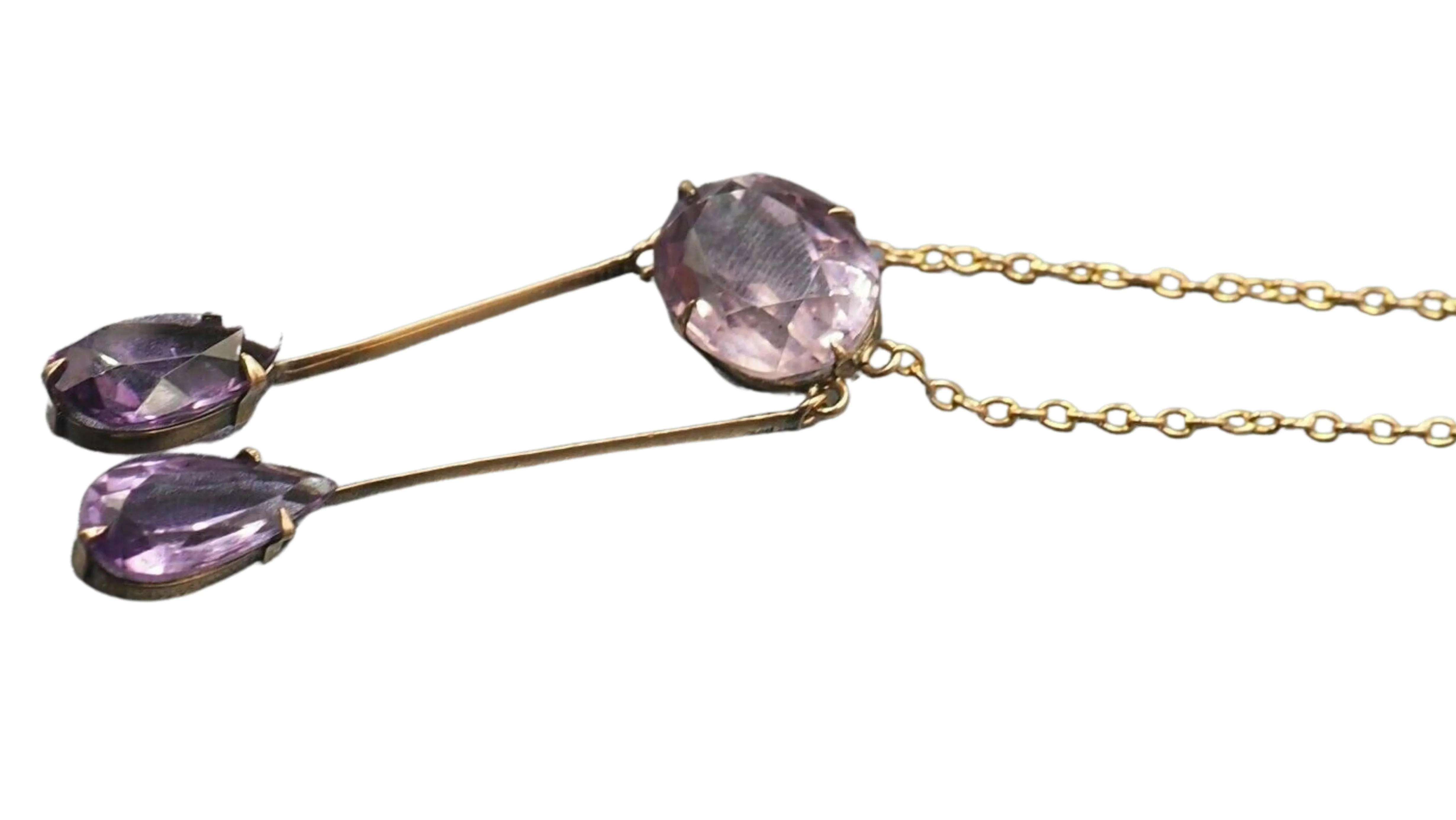 Amethyst 9ct Yellow Gold Necklace with Cable Link Chain