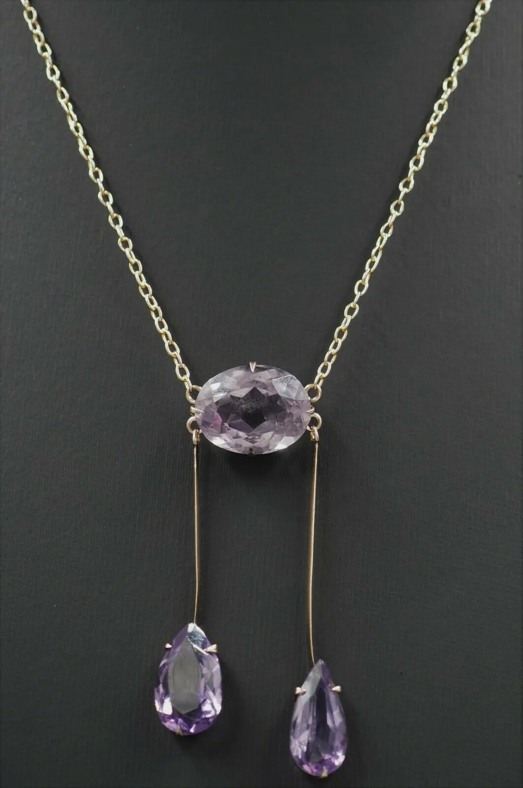 Amethyst 9ct Yellow Gold Necklace with Cable Link Chain