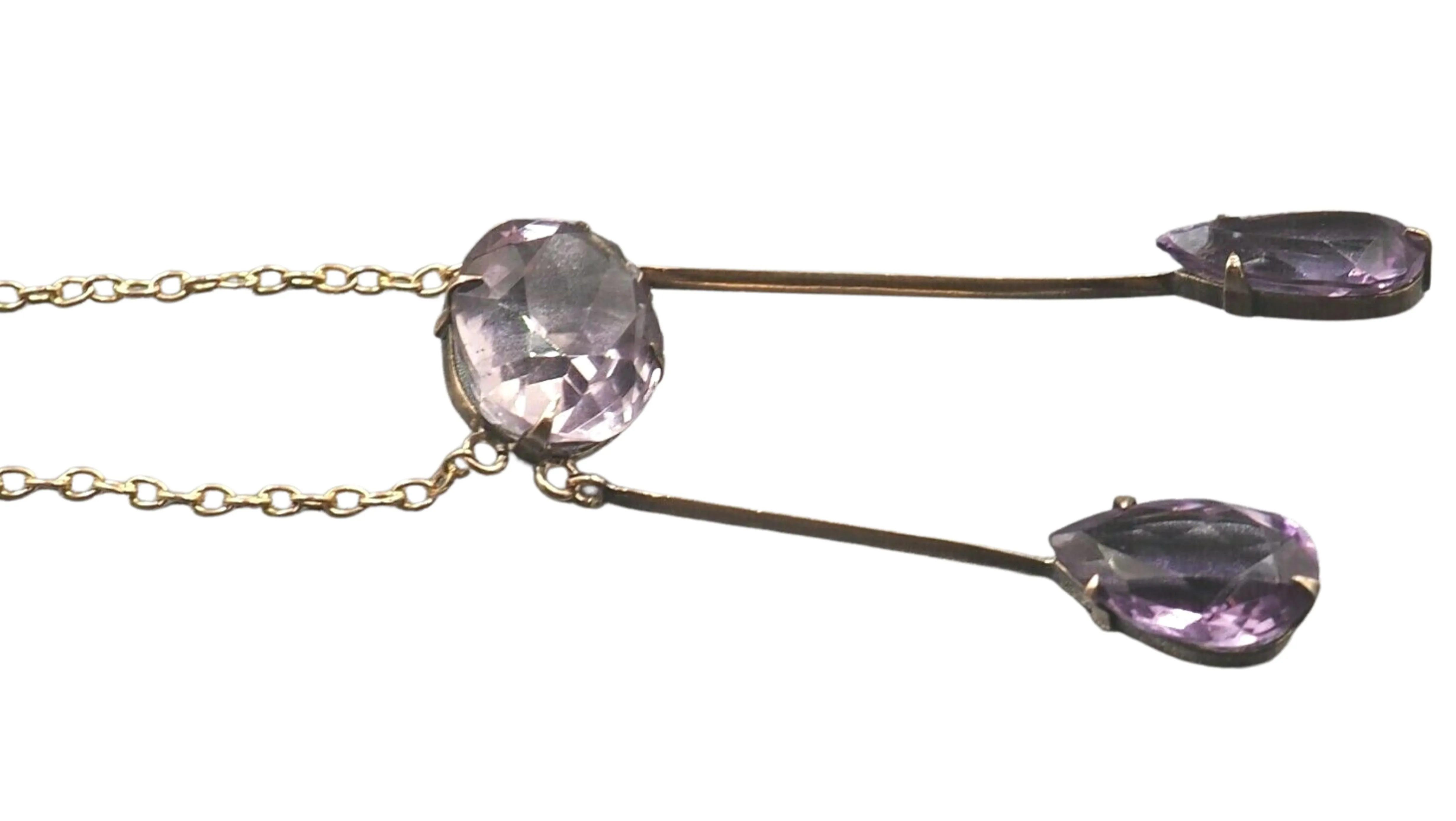 Amethyst 9ct Yellow Gold Necklace with Cable Link Chain