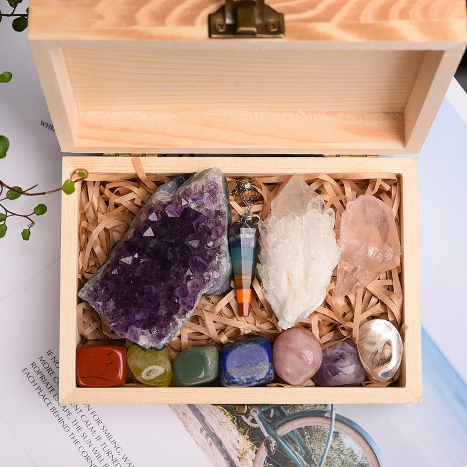 Amethyst Block Natural Crystal Exquisite Gift Box Set!!