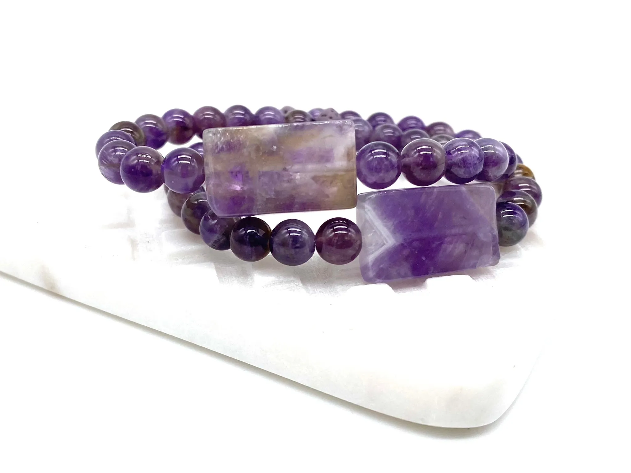 Amethyst Bracelet - Lava Stone Bracelet