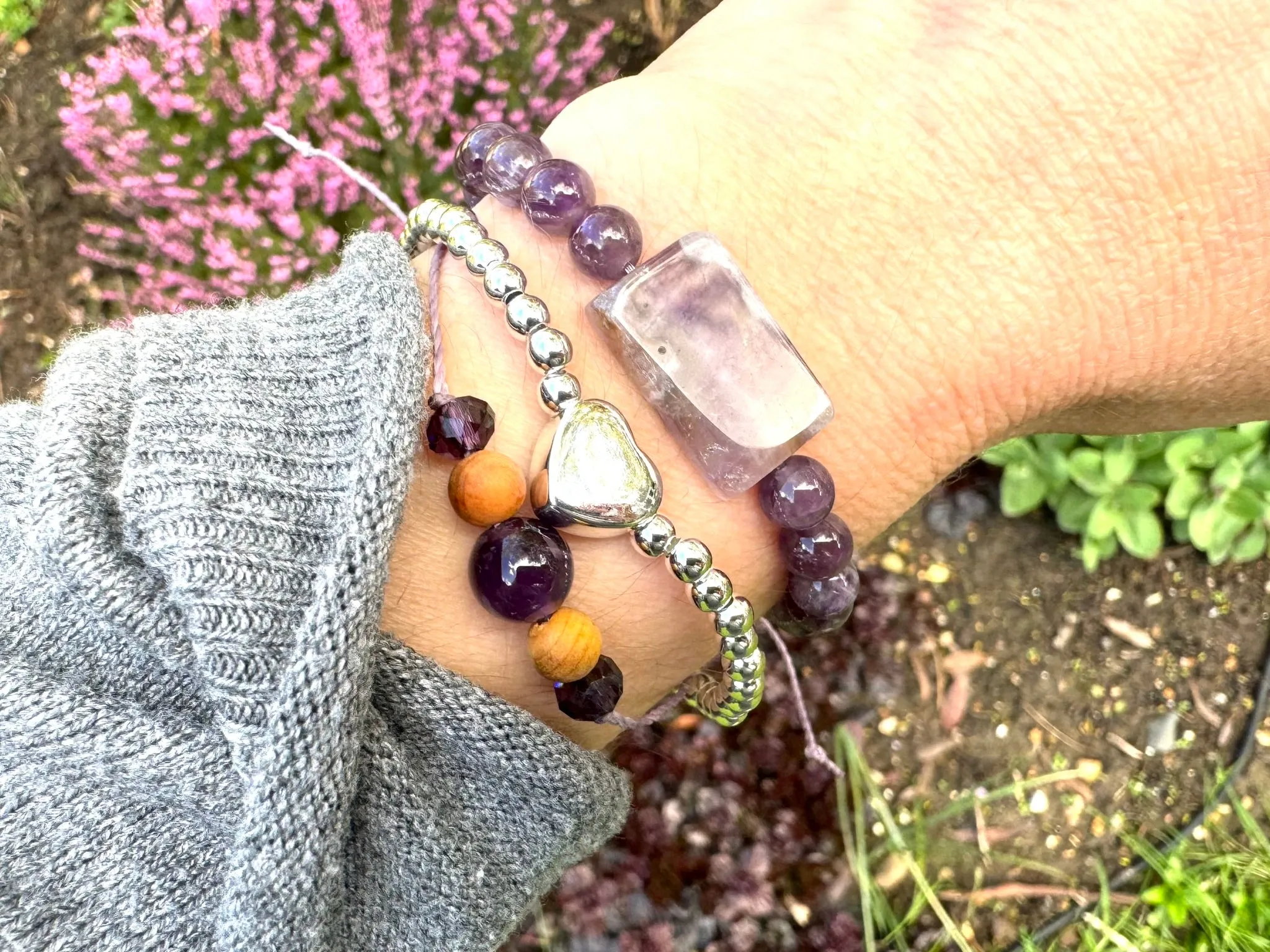 Amethyst Bracelet - Lava Stone Bracelet