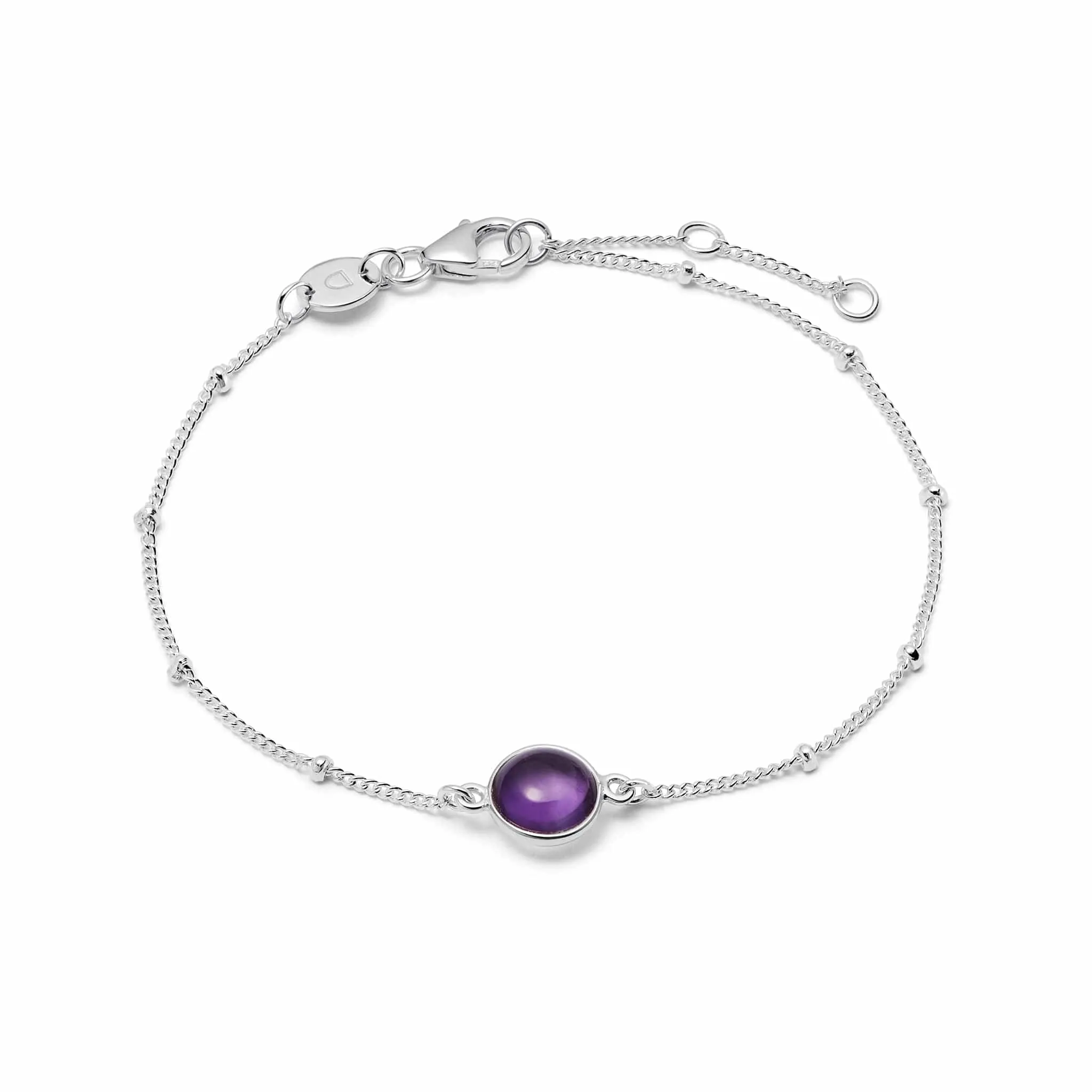 Amethyst Healing Stone Bobble Bracelet Sterling Silver