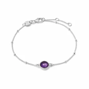 Amethyst Healing Stone Bobble Bracelet Sterling Silver