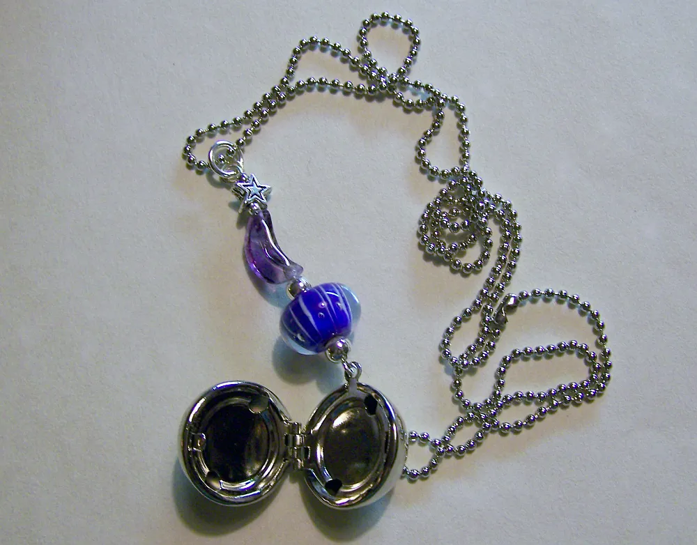 Amethyst Moon and Silver Sphere Galaxy Locket