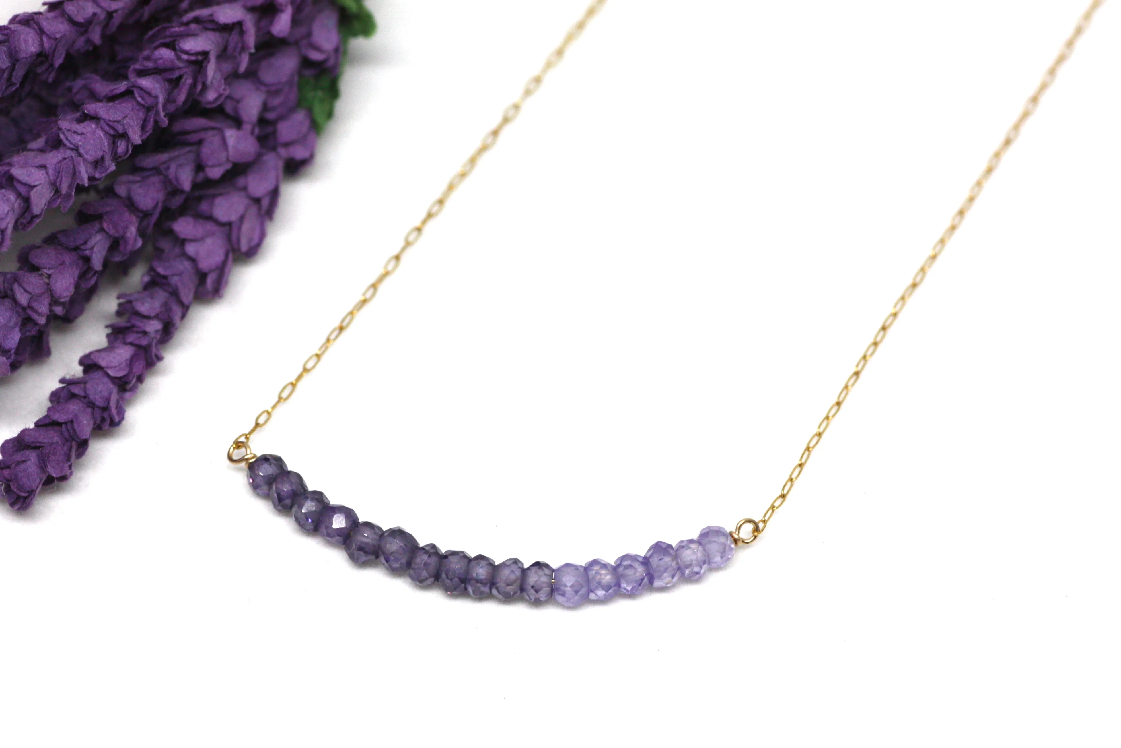 Amethyst Ombré Bar Necklace