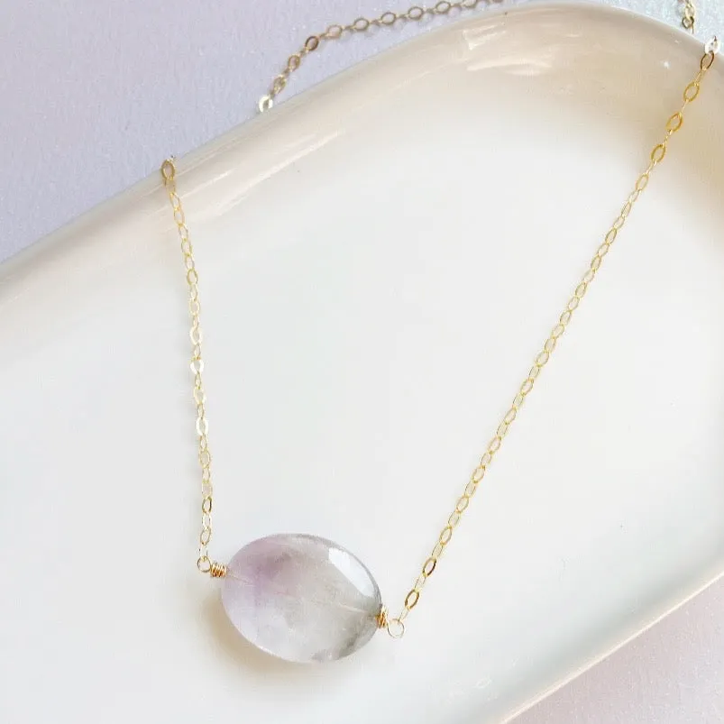 Amethyst Solitaire Necklace in Gold (18 inches)