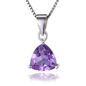 Amethyst Trillion Cut 1.6CT IOBI 925 Sterling Silver Pendant Necklace