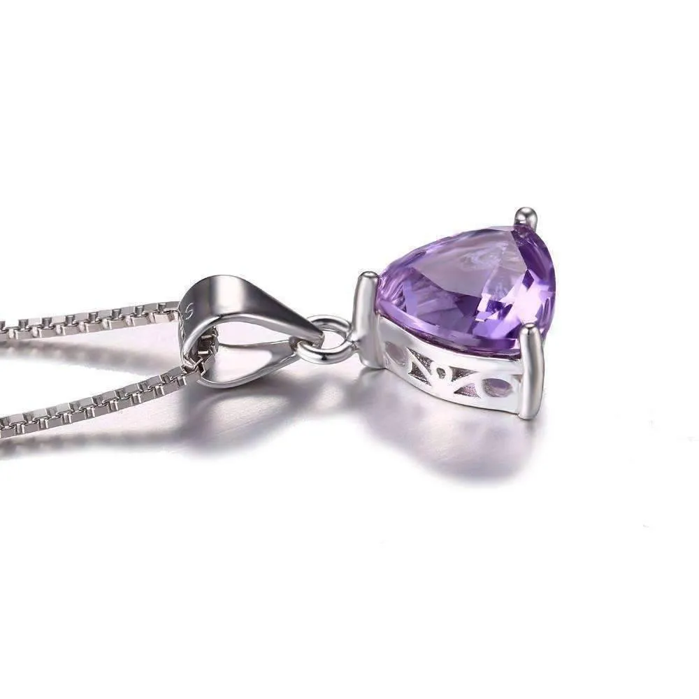 Amethyst Trillion Cut 1.6CT IOBI 925 Sterling Silver Pendant Necklace