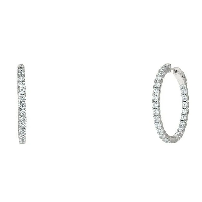 Anna 1.25” Inside Outside CZ Silver Hoop Earrings