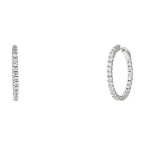 Anna 1.25” Inside Outside CZ Silver Hoop Earrings