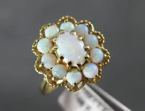 ANTIQUE AAA AUSTRALIAN OPAL 14KT YELLOW GOLD FLOWER CLUSTER FILIGREE RING #20713