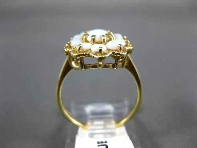 ANTIQUE AAA AUSTRALIAN OPAL 14KT YELLOW GOLD FLOWER CLUSTER FILIGREE RING #20713