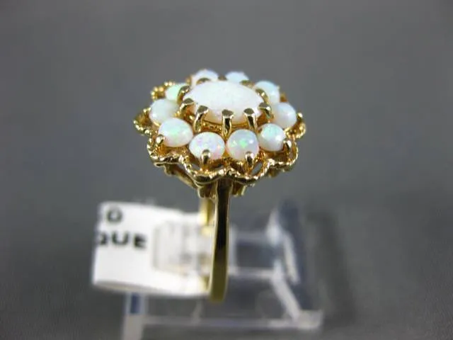 ANTIQUE AAA AUSTRALIAN OPAL 14KT YELLOW GOLD FLOWER CLUSTER FILIGREE RING #20713