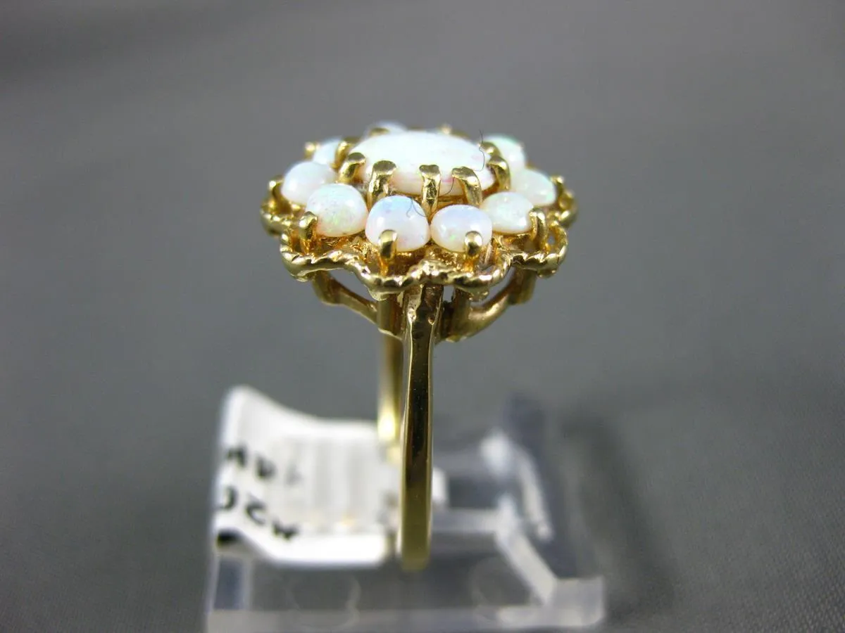 ANTIQUE AAA AUSTRALIAN OPAL 14KT YELLOW GOLD FLOWER CLUSTER FILIGREE RING #20713