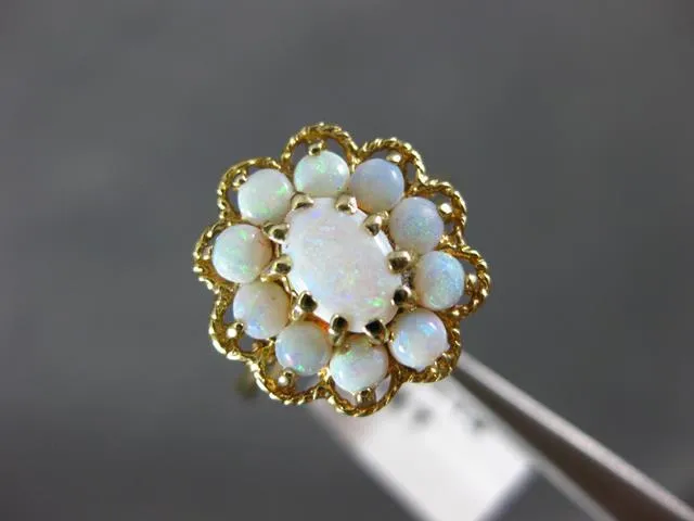 ANTIQUE AAA AUSTRALIAN OPAL 14KT YELLOW GOLD FLOWER CLUSTER FILIGREE RING #20713