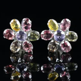 Antique Victorian Harlequin Gemstone Earrings Circa 1880