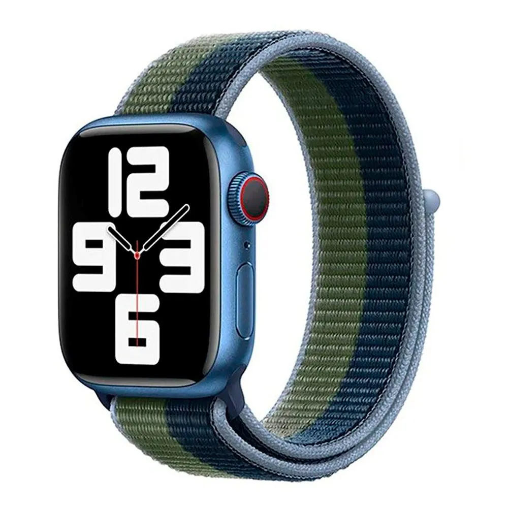 Apple Watch (38/40/SE/41/42mm) Lippa Nylon Rem - Grøn / Blå