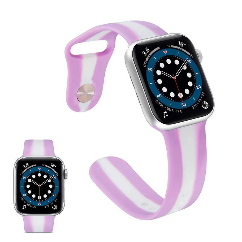 Apple Watch 40mm color stripe silicone watch strap - Purple