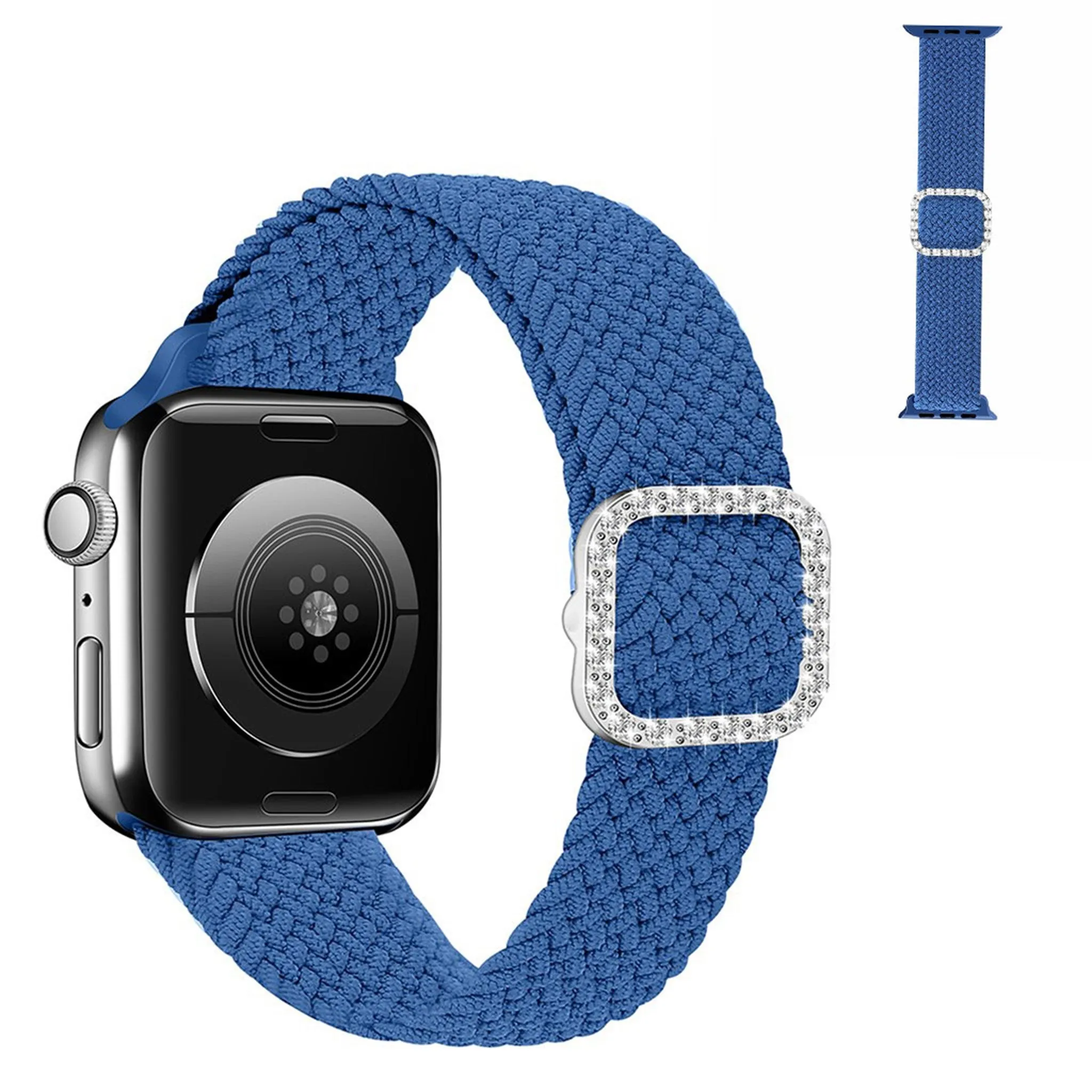 Apple Watch 40mm nylon watch strap in rhinestone buckle - Blue