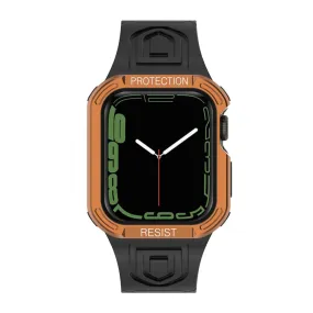 Apple Watch (41mm) color contrast watch strap    protective case - Black / Rose Gold