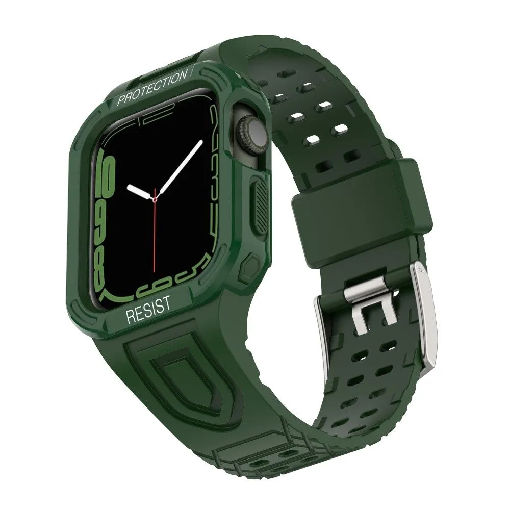 Apple Watch (41mm) color contrast watch strap    protective case - Midnight Green / Green