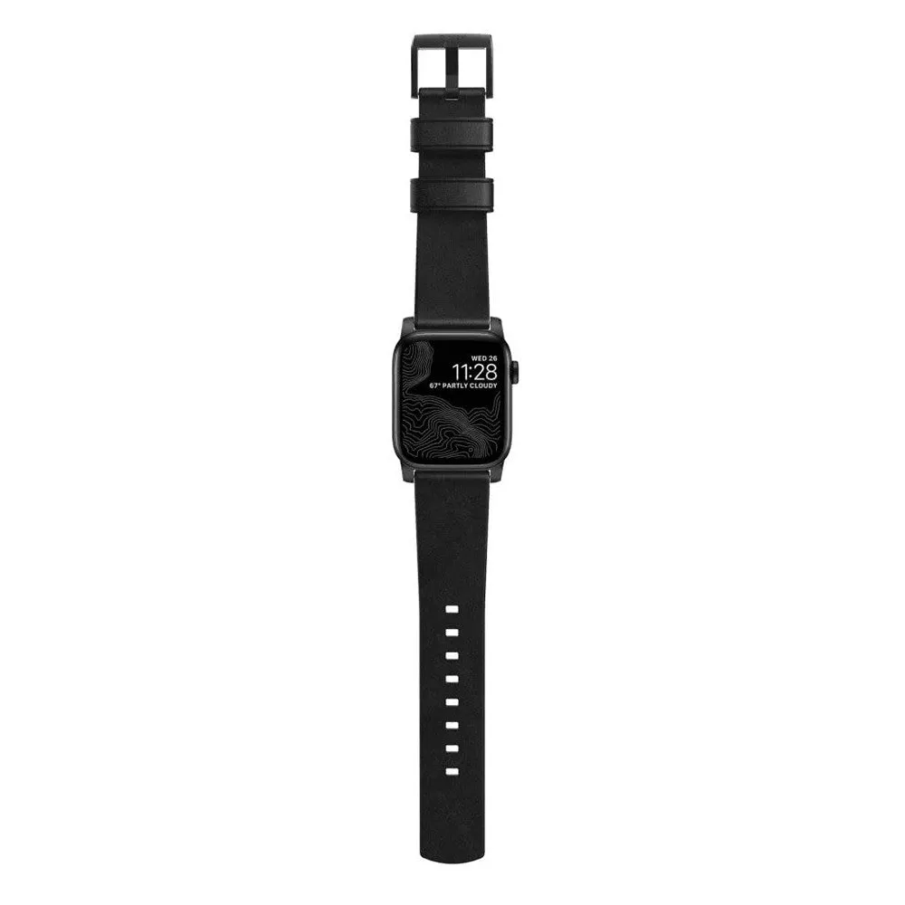 Apple Watch (42/44/SE/45/46/49mm) Nomad Modern Horween Band Rem - Black / Black Hardware