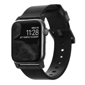 Apple Watch (42/44/SE/45/46/49mm) Nomad Modern Horween Band Rem - Black / Black Hardware