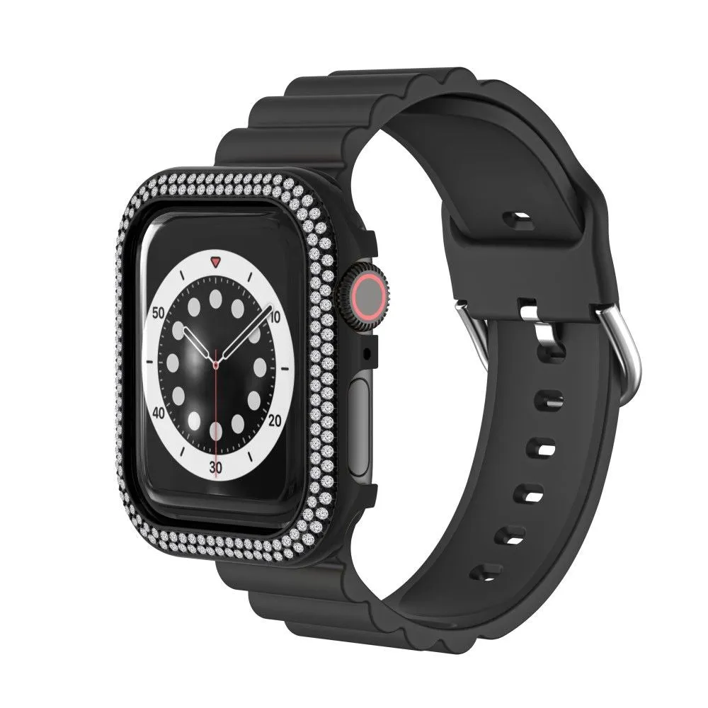 Apple Watch 44mm rhinestone décor alloy cover - Black