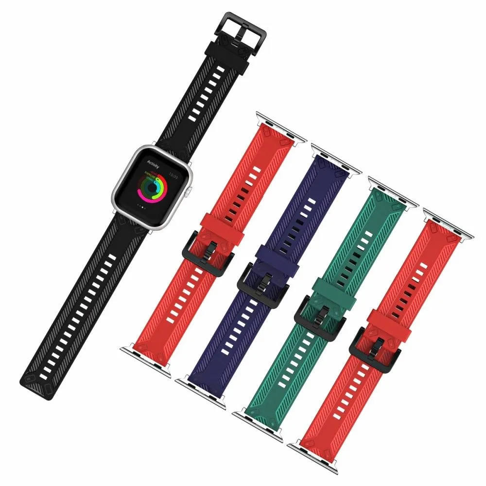 Apple Watch (45mm) carbon fiber silicone watch strap - Red