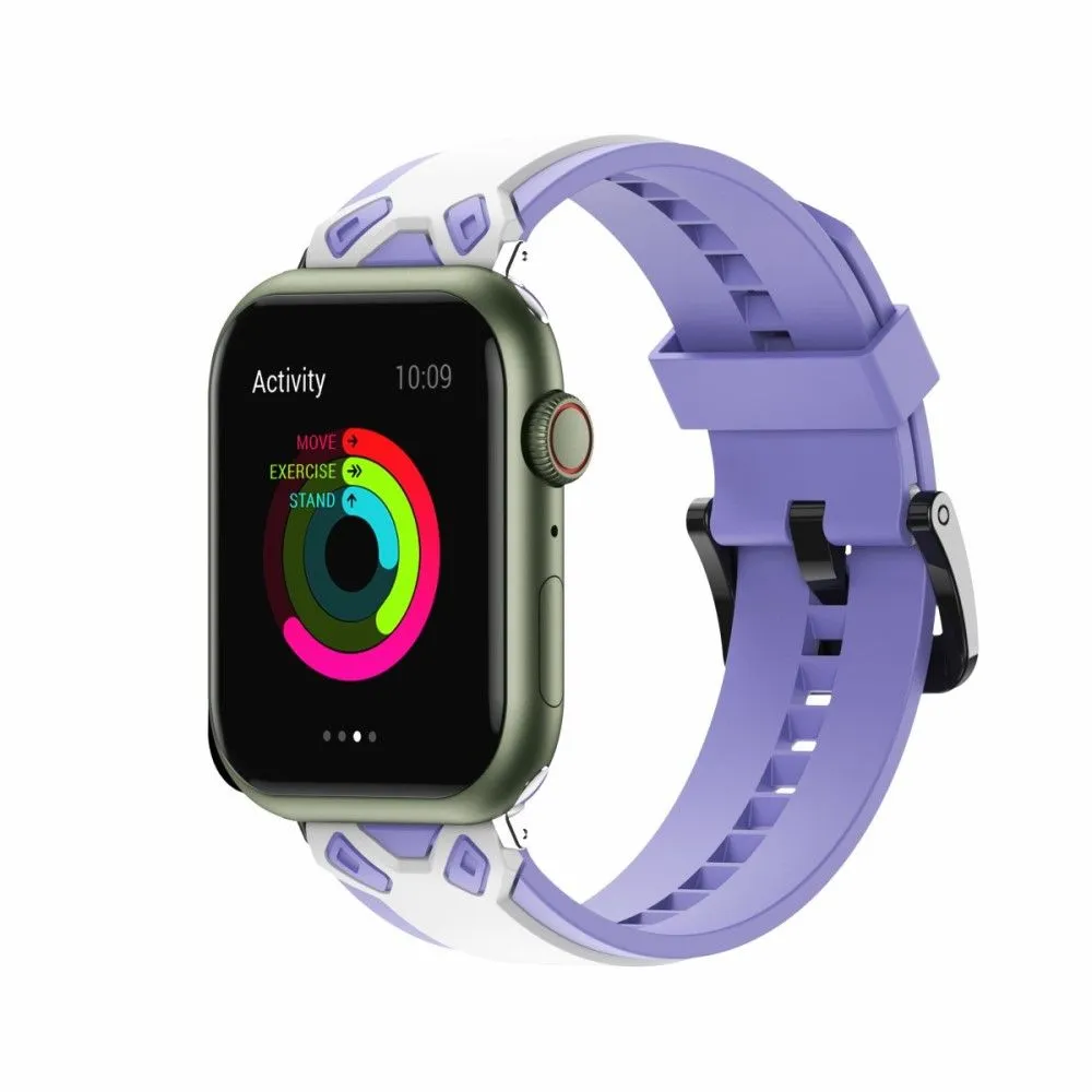 Apple Watch (45mm) color splice silicone watch strap - White / Purple