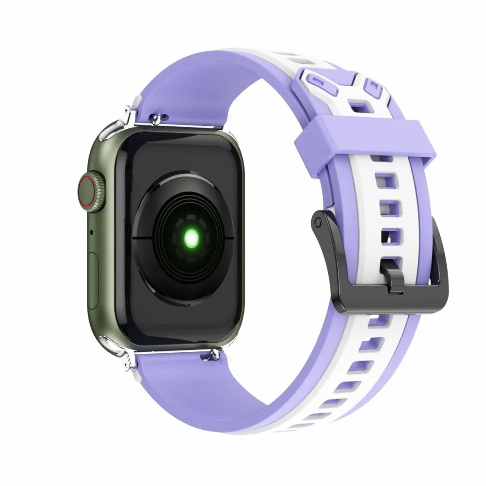 Apple Watch (45mm) color splice silicone watch strap - White / Purple