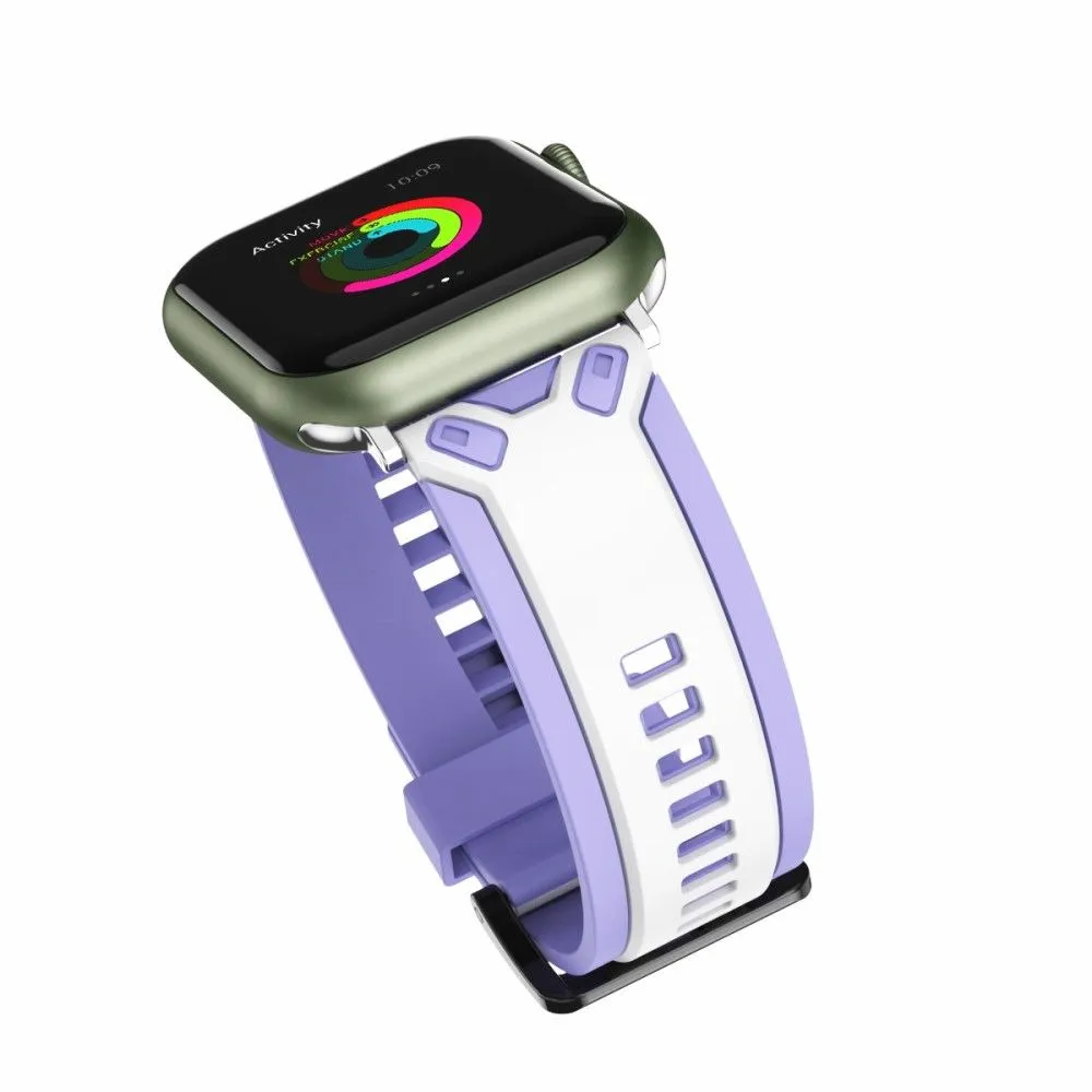 Apple Watch (45mm) color splice silicone watch strap - White / Purple