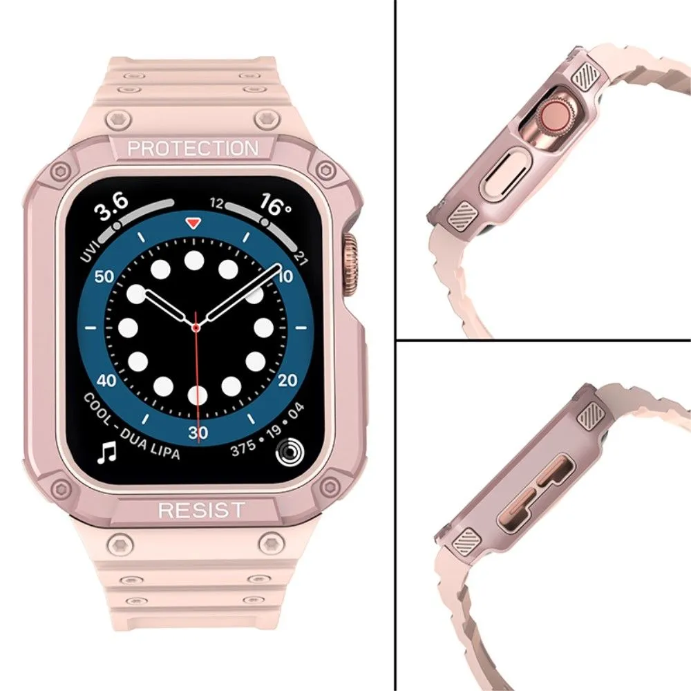 Apple Watch (45mm) contrast color TPU watch strap - Pink / Rose Pink