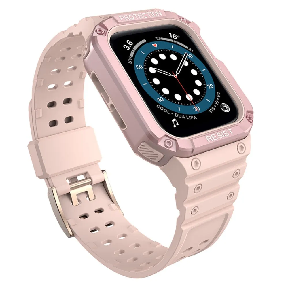 Apple Watch (45mm) contrast color TPU watch strap - Pink / Rose Pink