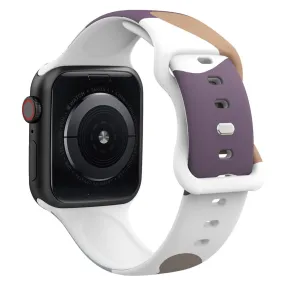 Apple Watch (45mm) morandi silicone watch strap - Morandi Purple / White / Brown