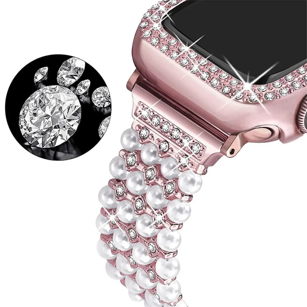 Apple Watch (45mm) rhinestone décor watch strap   cover - Rose Pink