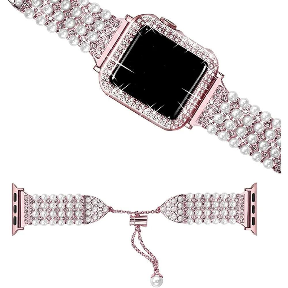 Apple Watch (45mm) rhinestone décor watch strap   cover - Rose Pink