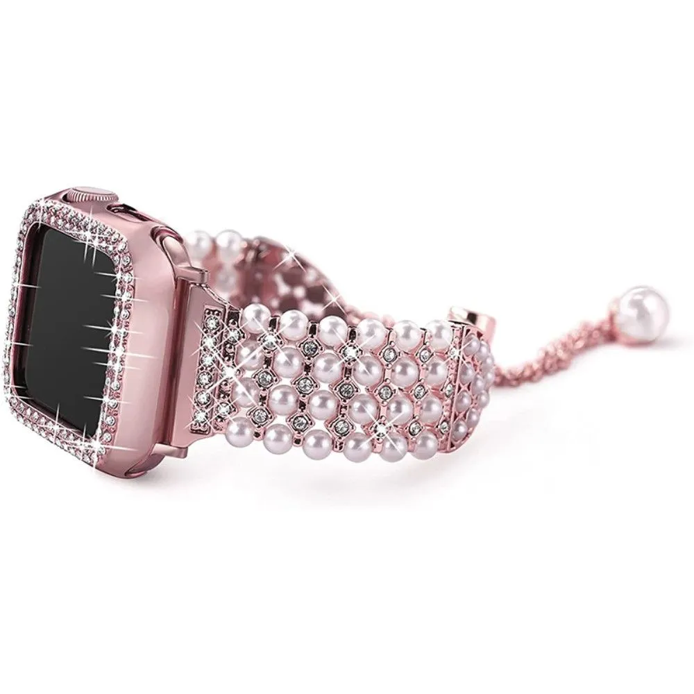 Apple Watch (45mm) rhinestone décor watch strap   cover - Rose Pink