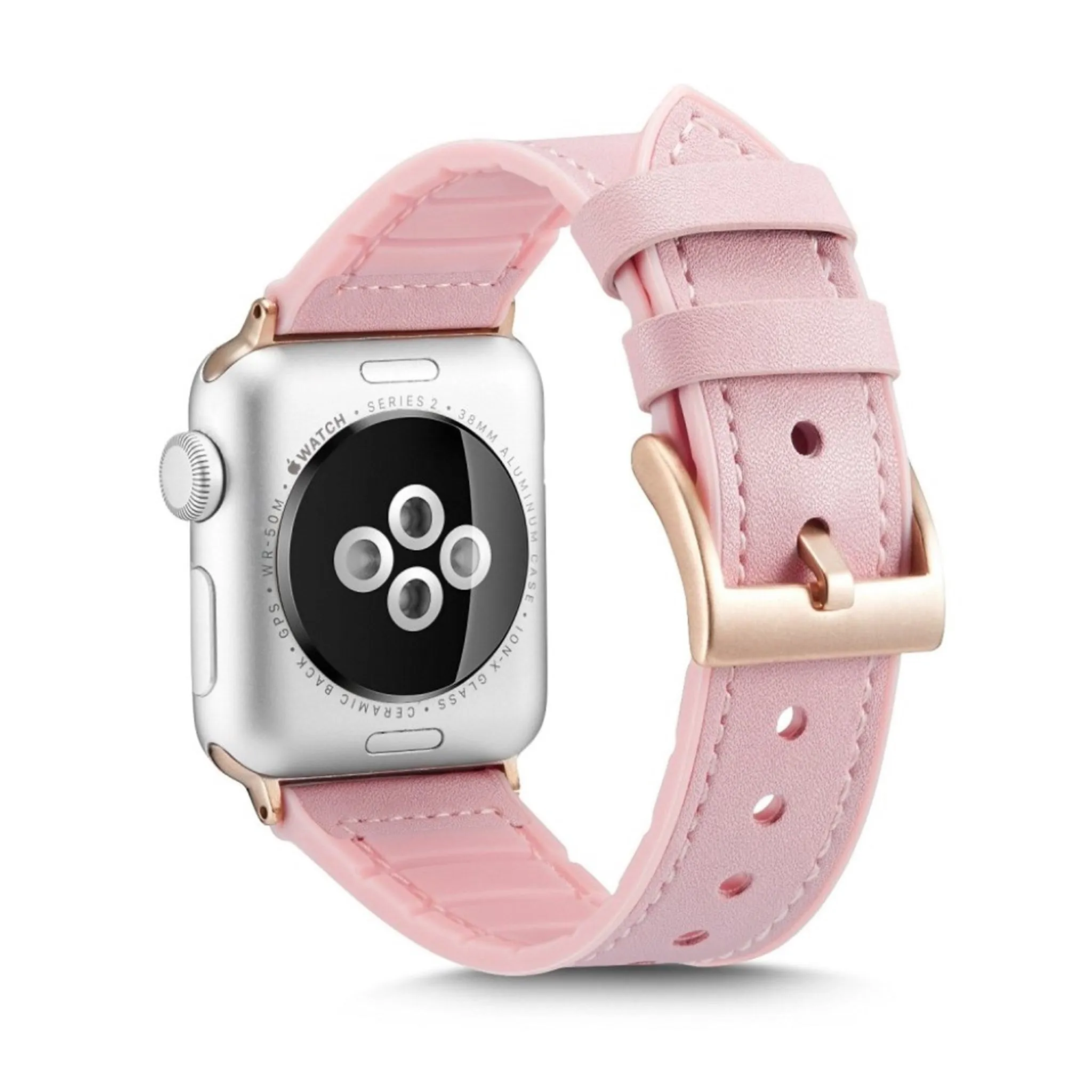 Apple Watch Series 6 / 5 44mm silicone   leather coated watch band - Light Pink